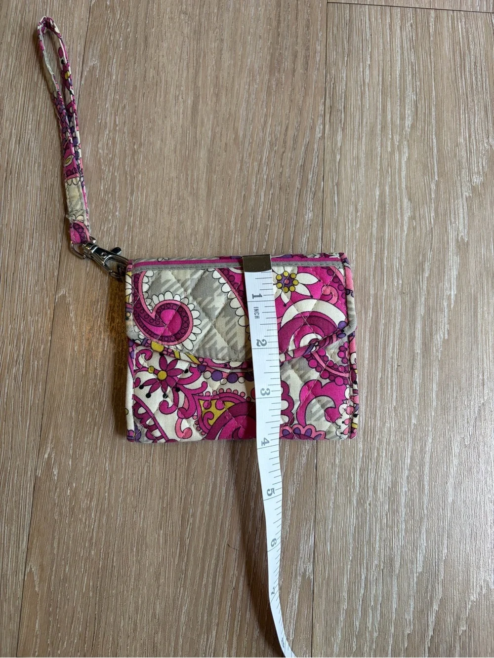 Vera Bradley Pink Paisley Meets Plaid Pattern Wristlet Wallet